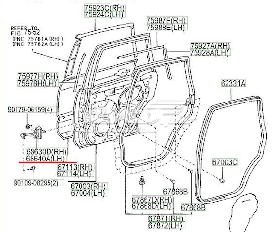 Asegurador puerta trasera izquierda para Toyota Land Cruiser (J12)
