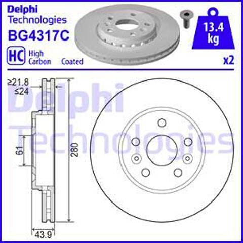 BG4317C Delphi freno de disco delantero