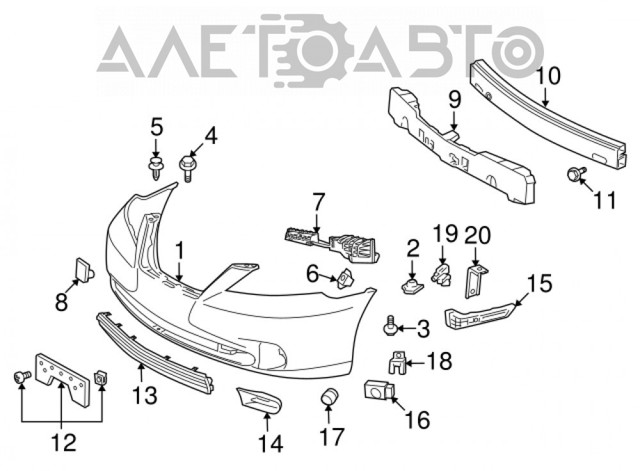 Soporte de parachoques delantero izquierdo Lexus ES 350 