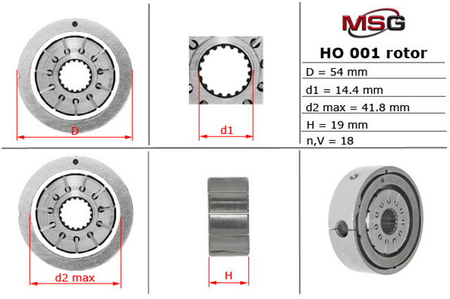 Rotor de bomba de dirección asistida MSG HO001ROTOR precio, desde  EUR