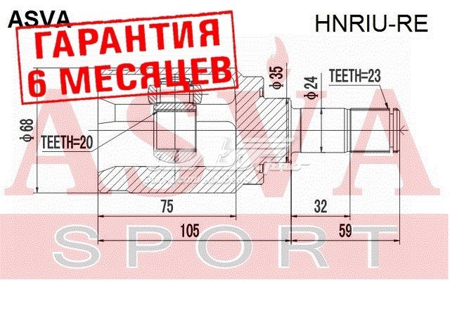 HNRIURE Asva junta homocinética interior trasera