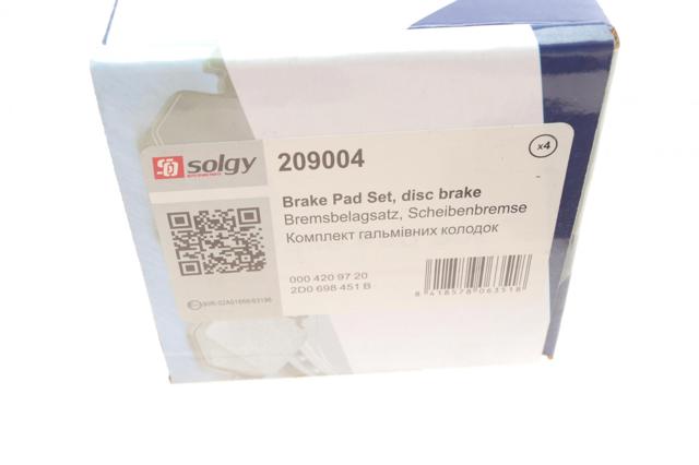 Comprar 209004 Solgy Pastillas de freno traseras