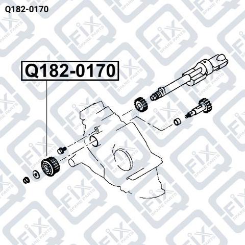 Q182-0170 Q-fix rueda dentada, árbol compensador