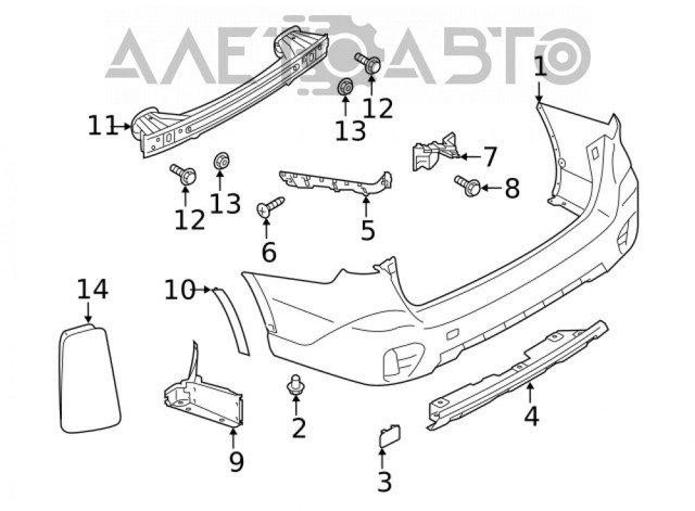 Listón embellecedor/protector, parachoques trasero izquierdo Subaru OUTBACK (BT)