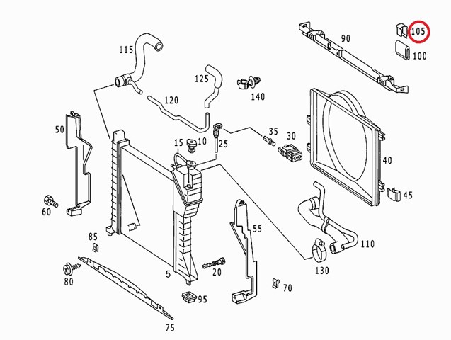 9015040046 Mercedes soporte del radiador superior