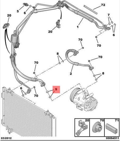 Retén, compresor de aire acondicionado Peugeot 308 CC 