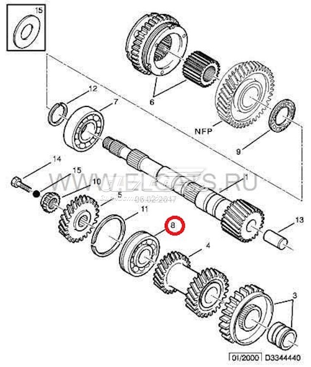 AB40559 SNR Cojinete del eje secundario de la caja de cambios
