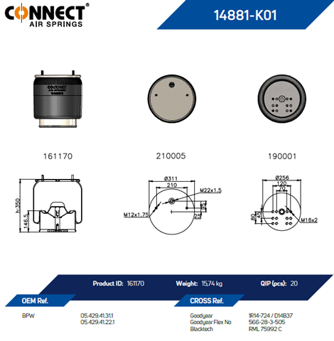 14881K01 Connect muelle neumático, suspensión