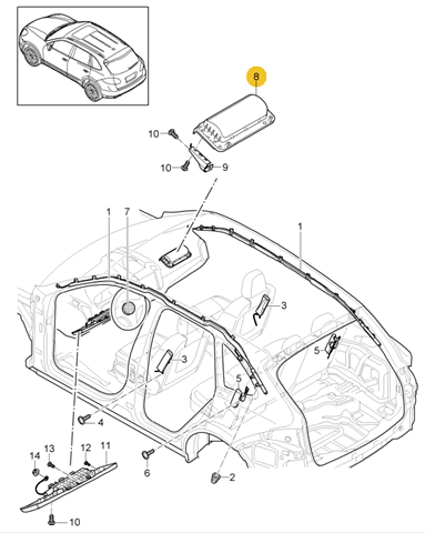 Airbag lateral del pasajero Porsche Cayenne 2 (92A)