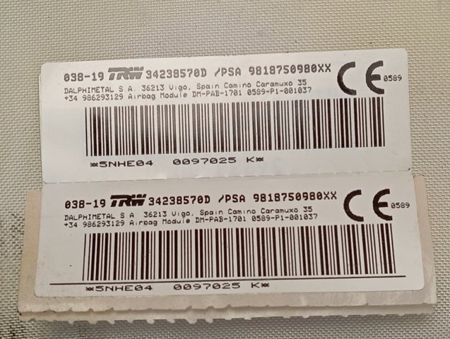 Airbag lateral del pasajero Peugeot/Citroen 9818750980 precio, desde 69,70 EUR