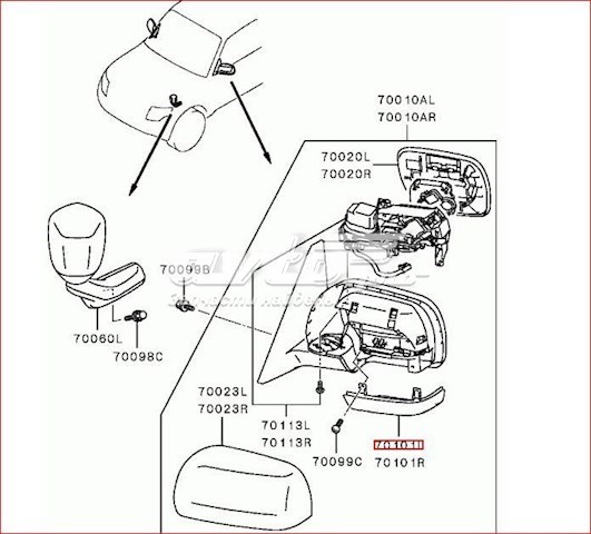 Cubierta del retrovisor del conductor para Mitsubishi Pajero (V90)
