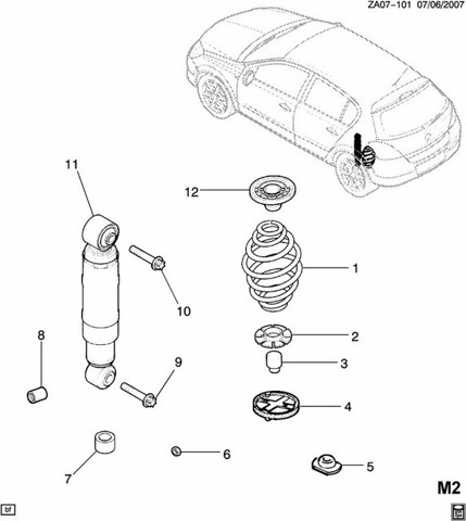 2005650 General Motors tornillo de montaje, amortiguador traasero