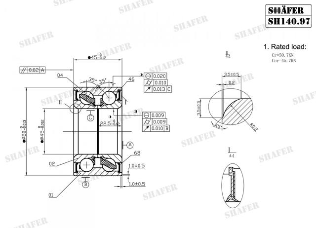 Cojinete de rueda delantero SH14097 Shafer