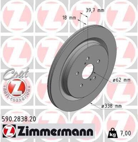 Disco de freno trasero ZIMMERMANN 590283820