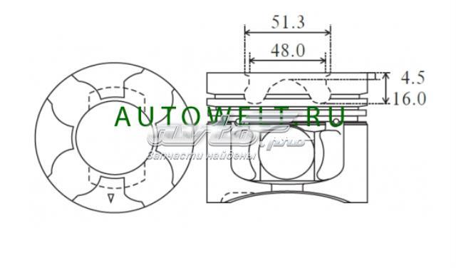 1110C596 Mitsubishi pistón completo para 1 cilindro, cota de reparación + 0,50 mm