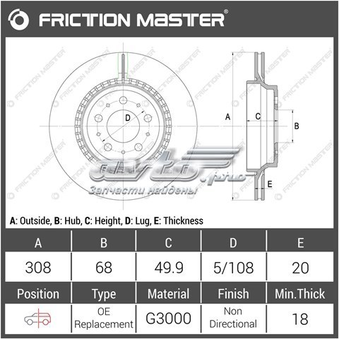 R1117 Friction Master disco de freno trasero