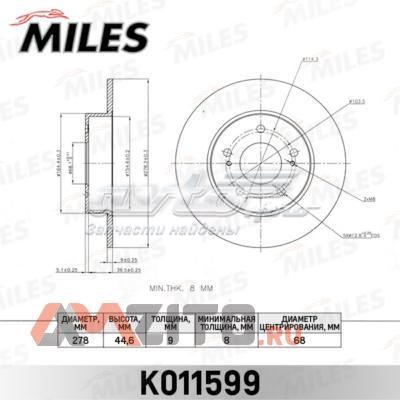 K011599 Miles disco de freno trasero