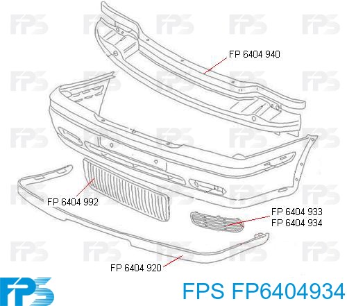 FP6404934 FPS Rejilla derecha del parachoques delantero