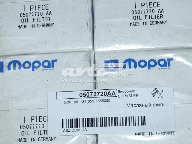 Filtro de aceite motor Chrysler 05072720AA