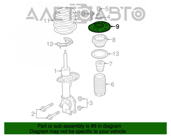 DG9Z3A197AB Ford soporte amortiguador delantero