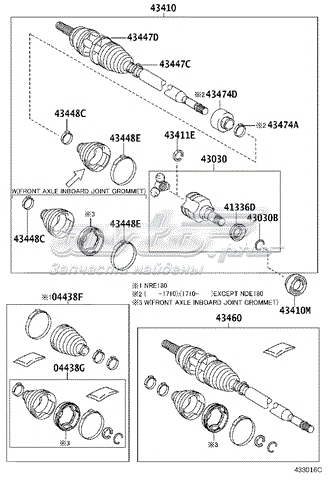 Juego de fuelles, árbol de transmisión delantero para Toyota Corolla (E18)