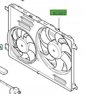 1731864 Ford difusor de radiador, ventilador de refrigeración, condensador del aire acondicionado, completo con motor y rodete