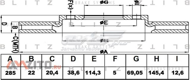 BS0418 Blitz freno de disco delantero