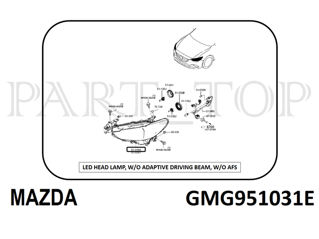 Faro delantero derecho Mazda GMG951031E