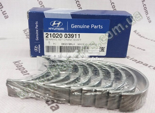 2102003911 Hyundai/Kia juego de cojinetes de cigüeñal, cota de reparación +0,25 mm