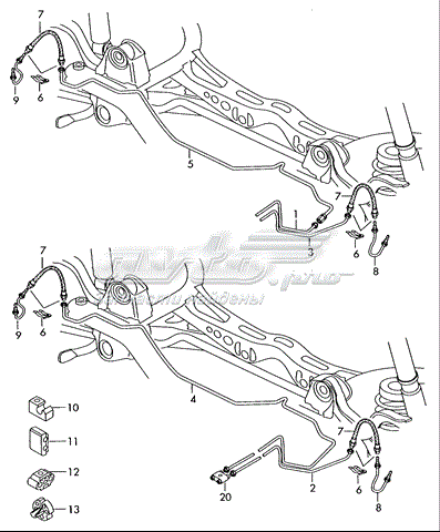 Tubo flexible de frenos trasero izquierdo para Volkswagen Caddy (2KA)