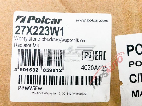 27X223W1 Polcar difusor de radiador, ventilador de refrigeración, condensador del aire acondicionado, completo con motor y rodete