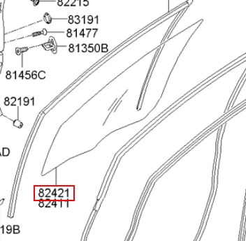 824211D000 Hyundai/Kia luna de puerta delantera derecha