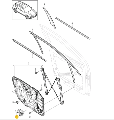 Motor eléctrico, elevalunas, puerta delantera derecha Porsche Cayenne 2 (92A)