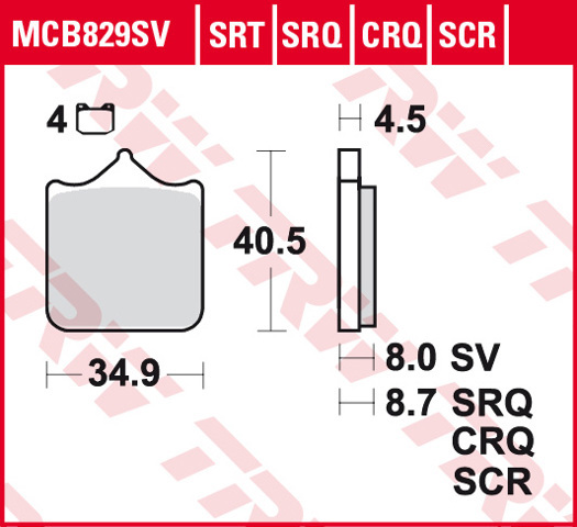 MCB829SV TRW pastillas de freno delanteras