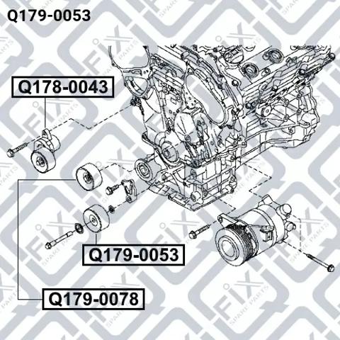 Q179-0053 Q-fix polea inversión / guía, correa poli v