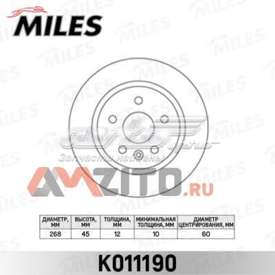 K011190 Miles disco de freno trasero