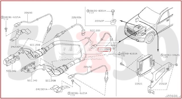 Sonda Lambda, Sensor de oxígeno despues del catalizador izquierdo NISSAN 226A1AM601