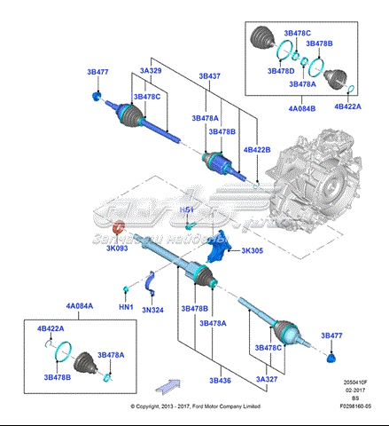 1797227 Ford fuelle, árbol de transmisión delantero interior