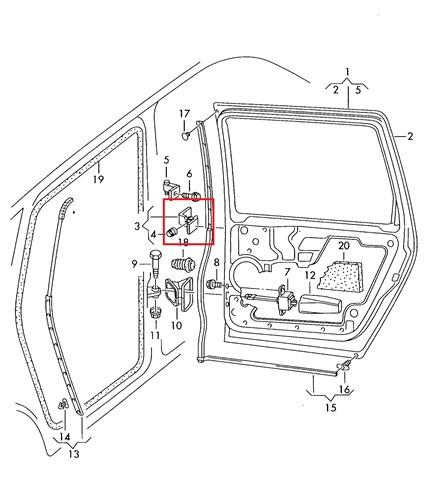 Bisagra de puerta trasera derecha para Volkswagen Sharan (7M8, 7M9, 7M6)