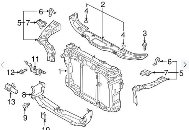 Soporte de radiador completo (panel de montaje para foco) Mazda CX-9 (TC)