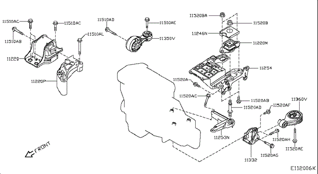 112101KC0B Nissan/Infiniti Soporte inferior derecho del motor