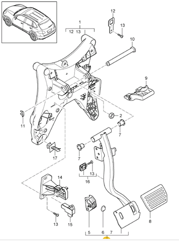 Pedal de freno para Porsche Cayenne (92A)