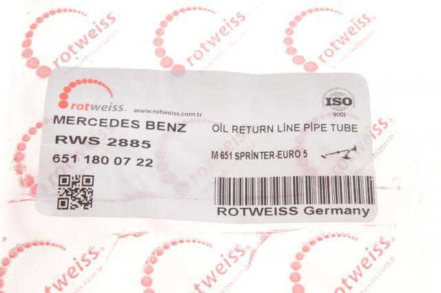 Tubo de drenaje de aceite de turbocompresor RWS2885 Rotweiss