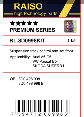 Comprar RL8D0998SKIT Raiso Kit de brazo de suspensión delantera