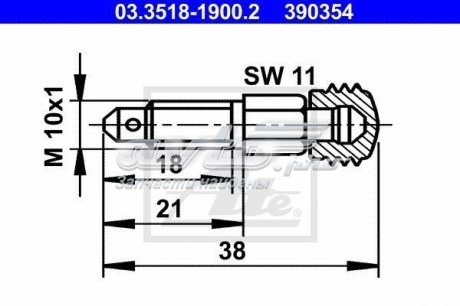 Tornillo/Valvula purga de aire, Pinza de freno Delantero ATE 3351819002