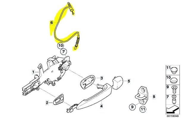 51227137089 BMW cable de accionamiento, desbloqueo de puerta delantera