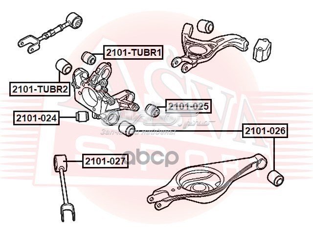 2101027 Asva silentblock de brazo suspensión trasero longitudinal