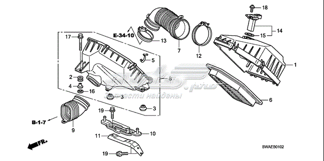 17228R06E00 Honda tubo flexible de aspiración, entrada del filtro de aire