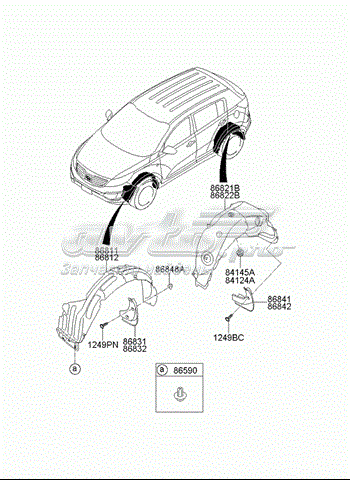 Guardabarros interior, aleta trasera, derecho KIA Sportage (SL)