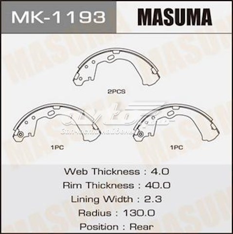 MK1193 Masuma zapatas de frenos de tambor traseras